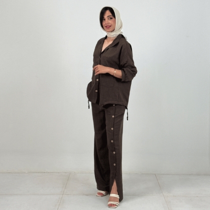 مانتو شلوار گت دار کد : 61592 ( پک سه تایی یک رنگ )
